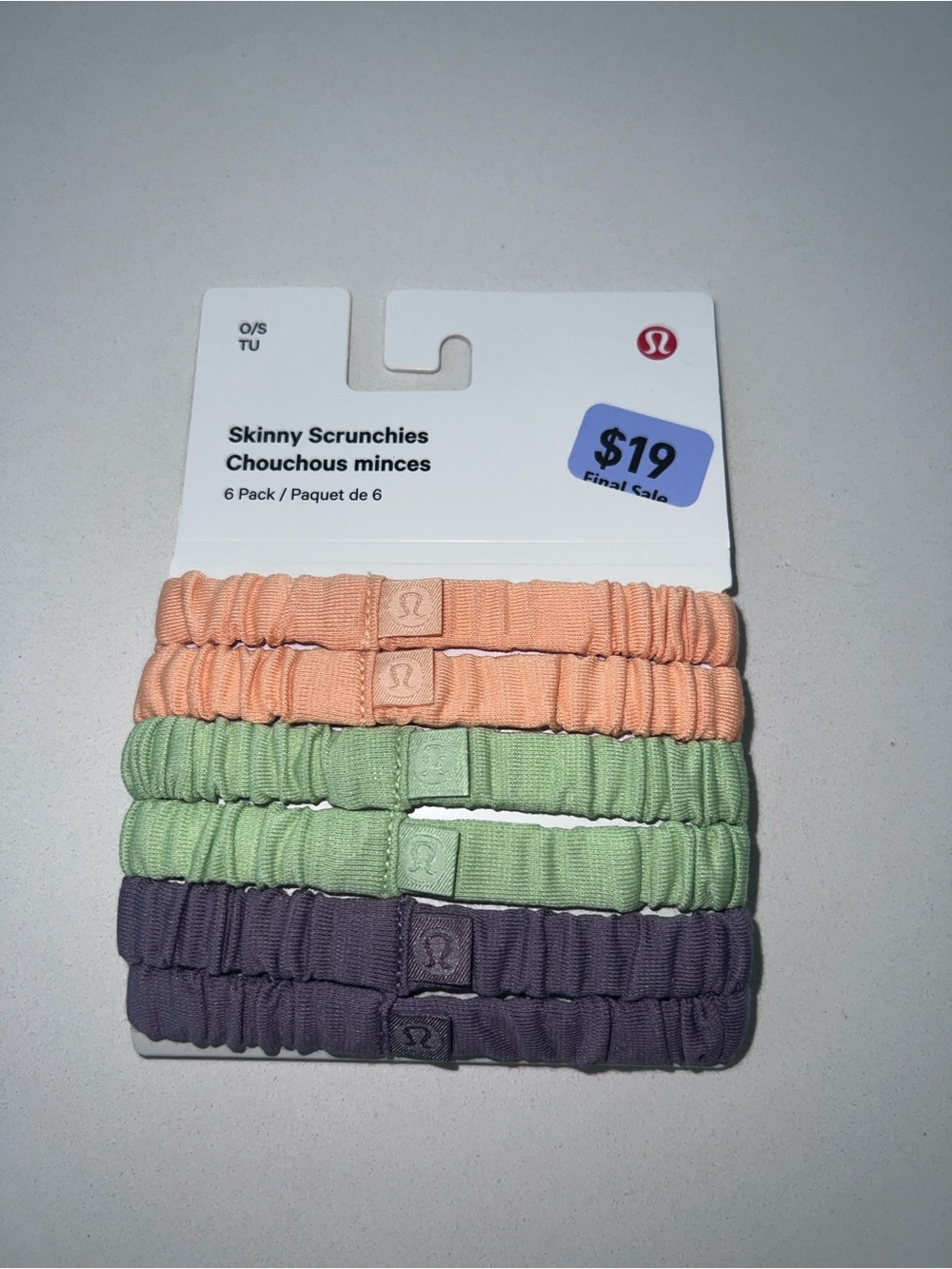lululemon athletica Skinny Scrunchies 6-Pack - Rock Melon/Lemongrass/Purple Ash
